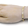 Pulsera Básica 04.63.1339.08 Oro Laminado, Diseño de Pave Mariner, Pulido, Tono Dorado (100 Gauge, 05 MM Thickness, 8 Inches Length)