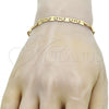 Pulsera Básica 04.63.1339.08 Oro Laminado, Diseño de Pave Mariner, Pulido, Tono Dorado (100 Gauge, 05 MM Thickness, 8 Inches Length)