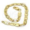 Pulsera Básica 04.63.1339.08 Oro Laminado, Diseño de Pave Mariner, Pulido, Tono Dorado (100 Gauge, 05 MM Thickness, 8 Inches Length)