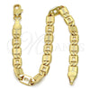 Pulsera Básica 04.63.1339.08 Oro Laminado, Diseño de Pave Mariner, Pulido, Tono Dorado (100 Gauge, 05 MM Thickness, 8 Inches Length)