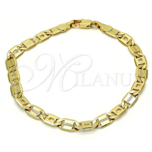 Pulsera Básica 04.63.1339.08 Oro Laminado, Diseño de Pave Mariner, Pulido, Tono Dorado (100 Gauge, 05 MM Thickness, 8 Inches Length)