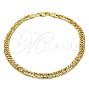 Tobillera Básica 04.63.1341.10 Oro Laminado, Pulido, Tono Dorado (Calibre 100, Grosor 05 MM, 10 Pulgadas de Largo)