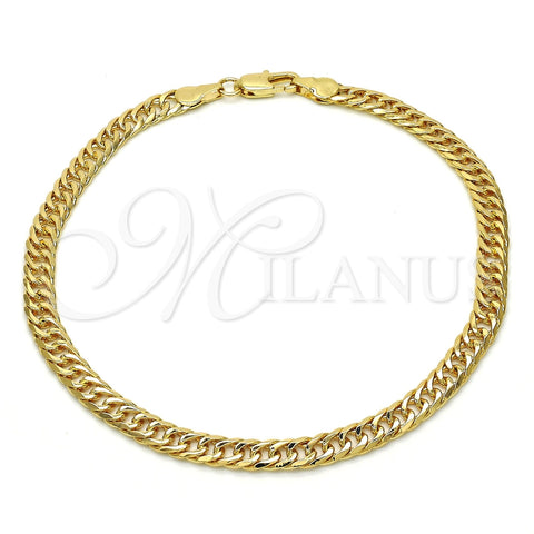 Tobillera Básica 04.63.1341.10 Oro Laminado, Pulido, Tono Dorado (Calibre 100, Grosor 05 MM, 10 Pulgadas de Largo)