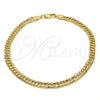 Tobillera Básica 04.63.1341.10 Oro Laminado, Pulido, Tono Dorado (Calibre 100, Grosor 05 MM, 10 Pulgadas de Largo)