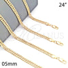 Gargantilla Basica 04.63.1341.24 Oro Laminado, Pulido, Tono Dorado (Calibre 100, Grosor 05 MM, 24 Pulgadas de Largo)