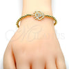 Pulsera Elegante 03.207.0074.07 Oro Laminado, Diseño de Bead Expandible y Corona, con Zirconia Cubica Blanca, Pulido, Tono Dorado (Grosor 04 MM, 7 Pulgadas de Largo)