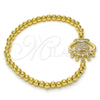 Pulsera Elegante 03.207.0074.07 Oro Laminado, Diseño de Bead Expandible y Corona, con Zirconia Cubica Blanca, Pulido, Tono Dorado (Grosor 04 MM, 7 Pulgadas de Largo)