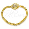 Pulsera Elegante 03.207.0074.07 Oro Laminado, Diseño de Bead Expandible y Corona, con Zirconia Cubica Blanca, Pulido, Tono Dorado (Grosor 04 MM, 7 Pulgadas de Largo)