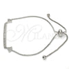 Pulsera Elegante 03.155.0036.10 Rodio Laminado, con Micro Pave Blanca, Pulido, Rodinado (Grosor 01 MM, 10 Pulgadas de Largo)