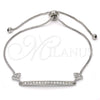 Pulsera Elegante 03.155.0036.10 Rodio Laminado, con Micro Pave Blanca, Pulido, Rodinado (Grosor 01 MM, 10 Pulgadas de Largo)