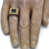 Anillo de Hombre 01.266.0014.11 Oro Laminado, con Negro Zirconia Cubica and Blanca Micro Pave, Pulido, Tono Dorado (Size 11)