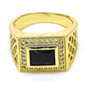Anillo de Hombre 01.266.0014.11 Oro Laminado, con Negro Zirconia Cubica and Blanca Micro Pave, Pulido, Tono Dorado (Size 11)