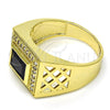 Anillo de Hombre 01.266.0014.11 Oro Laminado, con Negro Zirconia Cubica and Blanca Micro Pave, Pulido, Tono Dorado (Size 11)