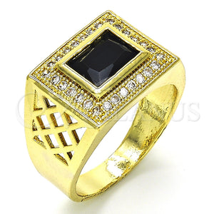 Anillo de Hombre 01.266.0014.11 Oro Laminado, con Negro Zirconia Cubica and Blanca Micro Pave, Pulido, Tono Dorado (Size 11)