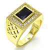 Anillo de Hombre 01.266.0014.11 Oro Laminado, con Negro Zirconia Cubica and Blanca Micro Pave, Pulido, Tono Dorado (Size 11)