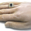 Anillo de Hombre 01.266.0014.2.12 Oro Laminado, con Zafiro Azul Zirconia Cubica and Blanca Micro Pave, Pulido, Tono Dorado (Size 12)