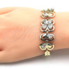 Pulsera Elegante 03.266.0022.1.07 Oro Laminado, Diseño de Flor y Oja, con Blanca Zirconia Cubica, Pulido, Tono Dorado (07 MM Thickness, 7 Inches Length)
