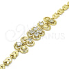 Pulsera Elegante 03.266.0022.1.07 Oro Laminado, Diseño de Flor y Oja, con Blanca Zirconia Cubica, Pulido, Tono Dorado (07 MM Thickness, 7 Inches Length)
