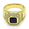 Anillo de Hombre 01.266.0015.1.11 Oro Laminado, con Negro and Blanca Zirconia Cubica, Pulido, Tono Dorado (Size 11)