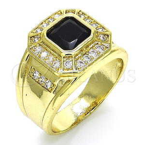 Anillo de Hombre 01.266.0015.1.11 Oro Laminado, con Negro and Blanca Zirconia Cubica, Pulido, Tono Dorado (Size 11)