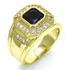 Anillo de Hombre 01.266.0015.1.11 Oro Laminado, con Negro and Blanca Zirconia Cubica, Pulido, Tono Dorado (Size 11)