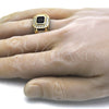 Anillo de Hombre 01.266.0015.1.12 Oro Laminado, con Negro and Blanca Zirconia Cubica, Pulido, Tono Dorado (Size 12)
