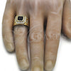 Anillo de Hombre 01.266.0015.1.12 Oro Laminado, con Negro and Blanca Zirconia Cubica, Pulido, Tono Dorado (Size 12)