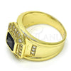 Anillo de Hombre 01.266.0015.1.12 Oro Laminado, con Negro and Blanca Zirconia Cubica, Pulido, Tono Dorado (Size 12)