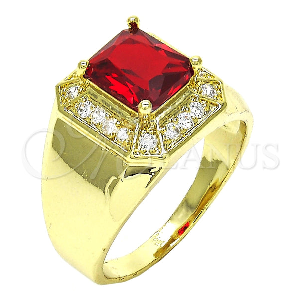 Anillo de Hombre 01.266.0016.11 Oro Laminado, con Granate and Blanca Zirconia Cubica, Pulido, Tono Dorado (Size 11)
