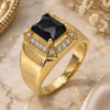 Anillo de Hombre 01.266.0016.1.12 Oro Laminado, con Zirconia Cubica Negro y Blanca, Pulido, Tono Dorado (Tamaño 12)