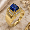 Anillo de Hombre 01.266.0016.2.11 Oro Laminado, con Zirconia Cubica Zafiro Azul y Blanca, Pulido, Tono Dorado (Tamaño 11)