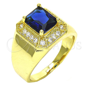 Anillo de Hombre 01.266.0016.2.11 Oro Laminado, con Zafiro Azul and Blanca Zirconia Cubica, Pulido, Tono Dorado (Size 11)