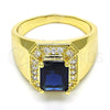 Anillo de Hombre 01.266.0016.2.12 Oro Laminado, con Zafiro Azul and Blanca Zirconia Cubica, Pulido, Tono Dorado (Size 12)