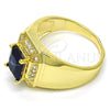 Anillo de Hombre 01.266.0016.2.12 Oro Laminado, con Zafiro Azul and Blanca Zirconia Cubica, Pulido, Tono Dorado (Size 12)