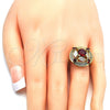 Anillo Multi Piedra 01.266.0017.07 Oro Laminado, con Granate and Blanca Zirconia Cubica, Pulido, Tono Dorado (Size 7)