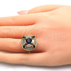 Anillo Multi Piedra 01.266.0017.1.07 Oro Laminado, con Zafiro Azul and Blanca Zirconia Cubica, Pulido, Tono Dorado (Size 7)