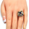 Anillo Multi Piedra 01.266.0017.1.07 Oro Laminado, con Zafiro Azul and Blanca Zirconia Cubica, Pulido, Tono Dorado (Size 7)