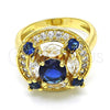 Anillo Multi Piedra 01.266.0017.1.07 Oro Laminado, con Zafiro Azul and Blanca Zirconia Cubica, Pulido, Tono Dorado (Size 7)
