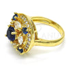Anillo Multi Piedra 01.266.0017.1.07 Oro Laminado, con Zafiro Azul and Blanca Zirconia Cubica, Pulido, Tono Dorado (Size 7)