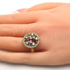 Anillo Multi Piedra 01.266.0020.08 Oro Laminado, Diseño de Flor, con Multicolor Zirconia Cubica, Pulido, Tono Dorado (Size 8)