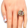 Anillo Multi Piedra 01.266.0020.08 Oro Laminado, Diseño de Flor, con Multicolor Zirconia Cubica, Pulido, Tono Dorado (Size 8)