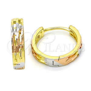 Argolla Huggie 02.26.0210.15 Oro Laminado, Diamantado, Tres Tonos