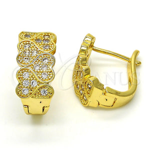 Argolla Huggie 02.266.0001.15 Oro Laminado, Diseño de Corazón, con Blanca Zirconia Cubica, Pulido, Tono Dorado
