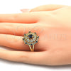 Anillo Multi Piedra 01.266.0022.07 Oro Laminado, Diseño de Corazón, con Zafiro Azul and Blanca Zirconia Cubica, Pulido, Tono Dorado (Size 7)