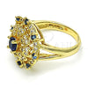 Anillo Multi Piedra 01.266.0022.07 Oro Laminado, Diseño de Corazón, con Zafiro Azul and Blanca Zirconia Cubica, Pulido, Tono Dorado (Size 7)