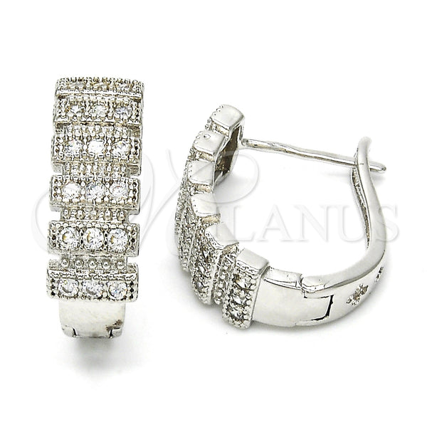 Argolla Huggie 02.266.0003.20 Rodio Laminado, con Blanca Zirconia Cubica, Pulido, Rodinado