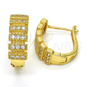 Argolla Huggie 02.266.0003.1.20 Oro Laminado, con Blanca Zirconia Cubica, Pulido, Tono Dorado