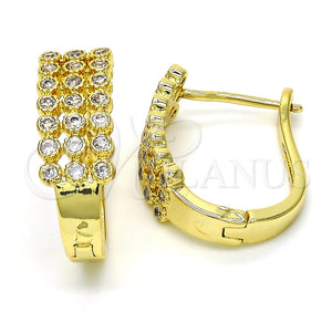 Argolla Huggie 02.266.0005.15 Oro Laminado, con Blanca Micro Pave, Pulido, Tono Dorado