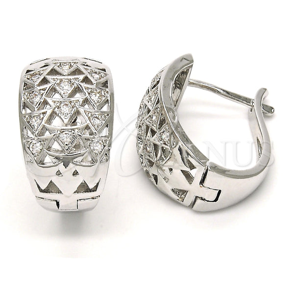 Argolla Huggie 02.266.0006.20 Rodio Laminado, con Zirconia Cubica Blanca, Pulido, Rodinado