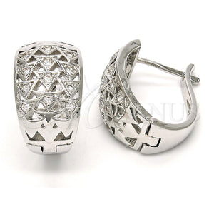 Argolla Huggie 02.266.0006.20 Rodio Laminado, con Zirconia Cubica Blanca, Pulido, Rodinado